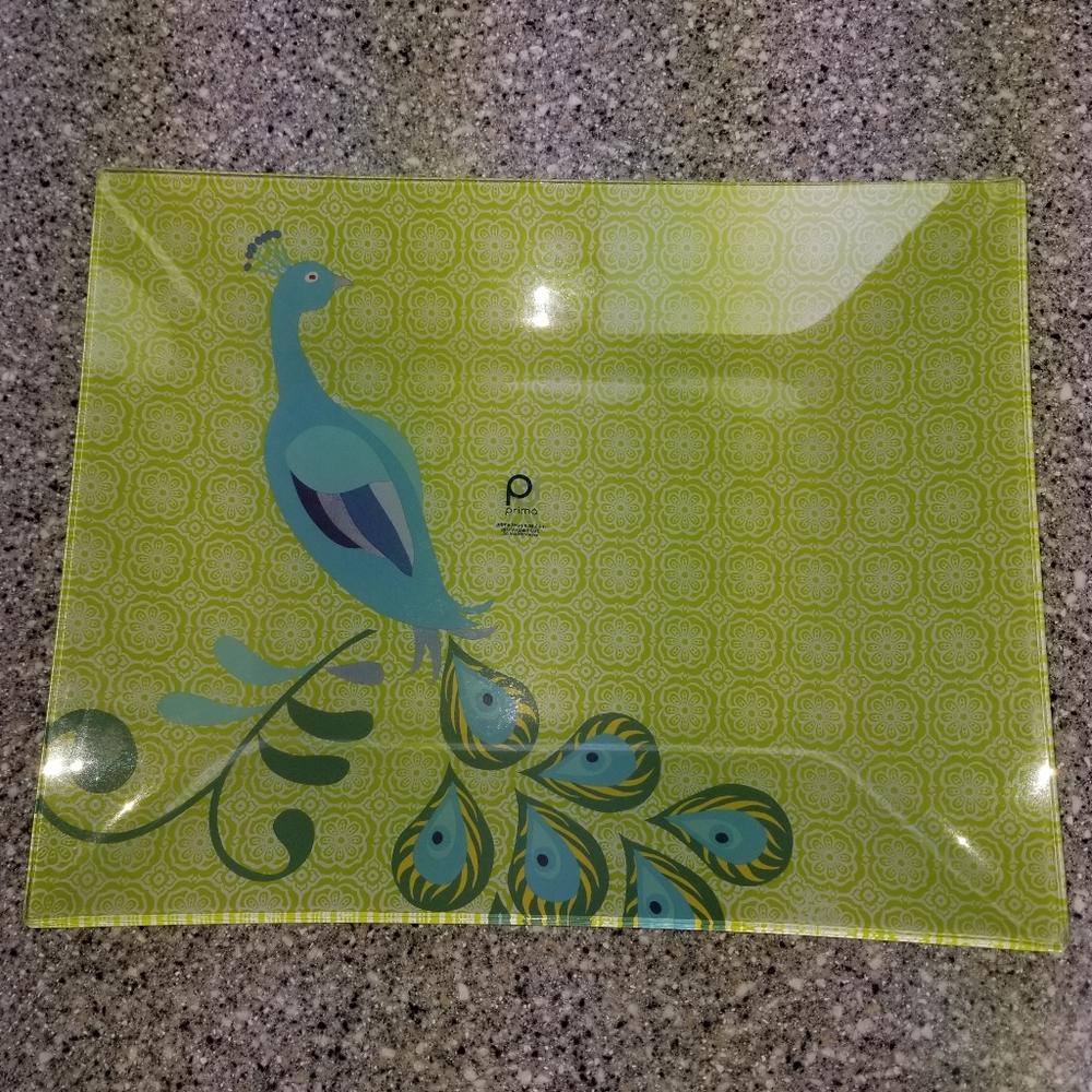#1048 New RARE Prima Green Blue Peackock Tray - Picture 4 of 7